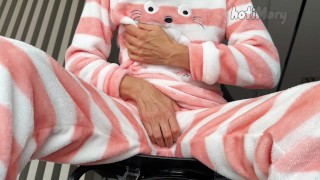 horny schoolgirl in pajama small tits masturbating pussy and orgasm